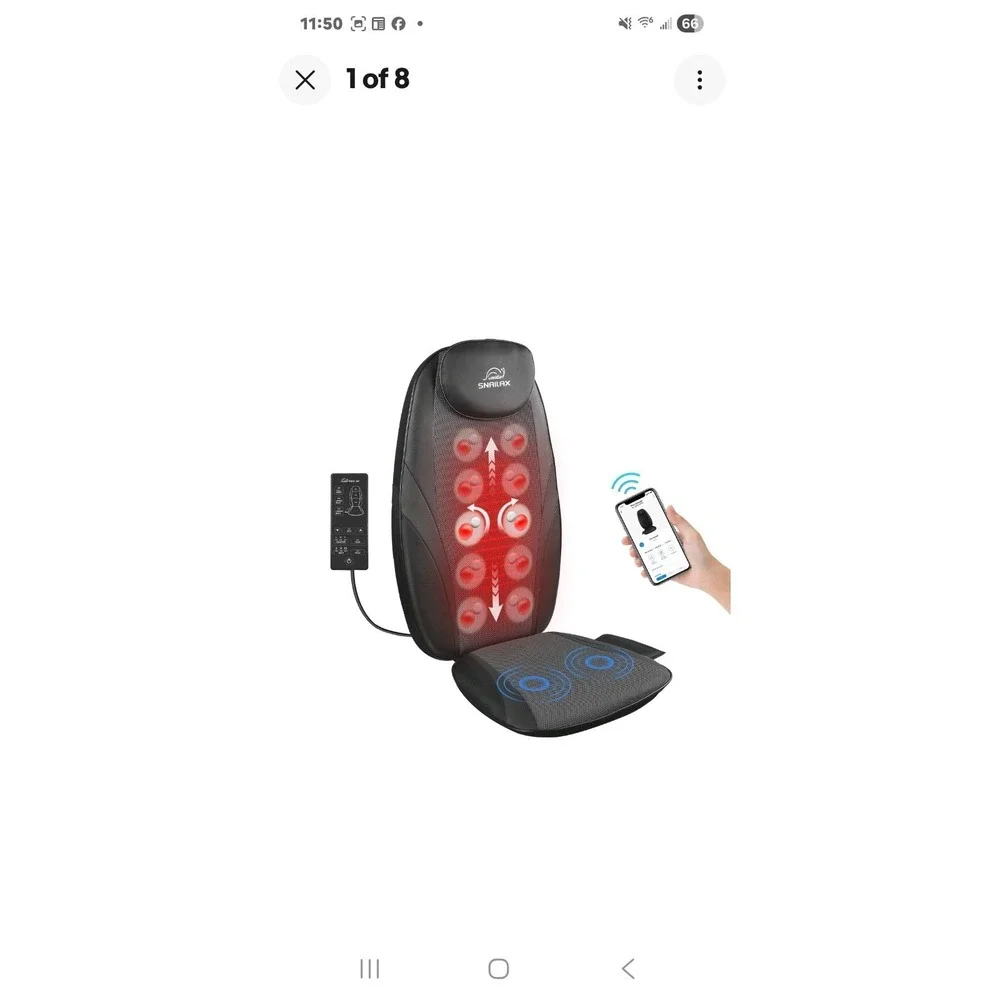 Snailax Massage Seat Cushion Heated Full Back Massager Chair For Home Office Car